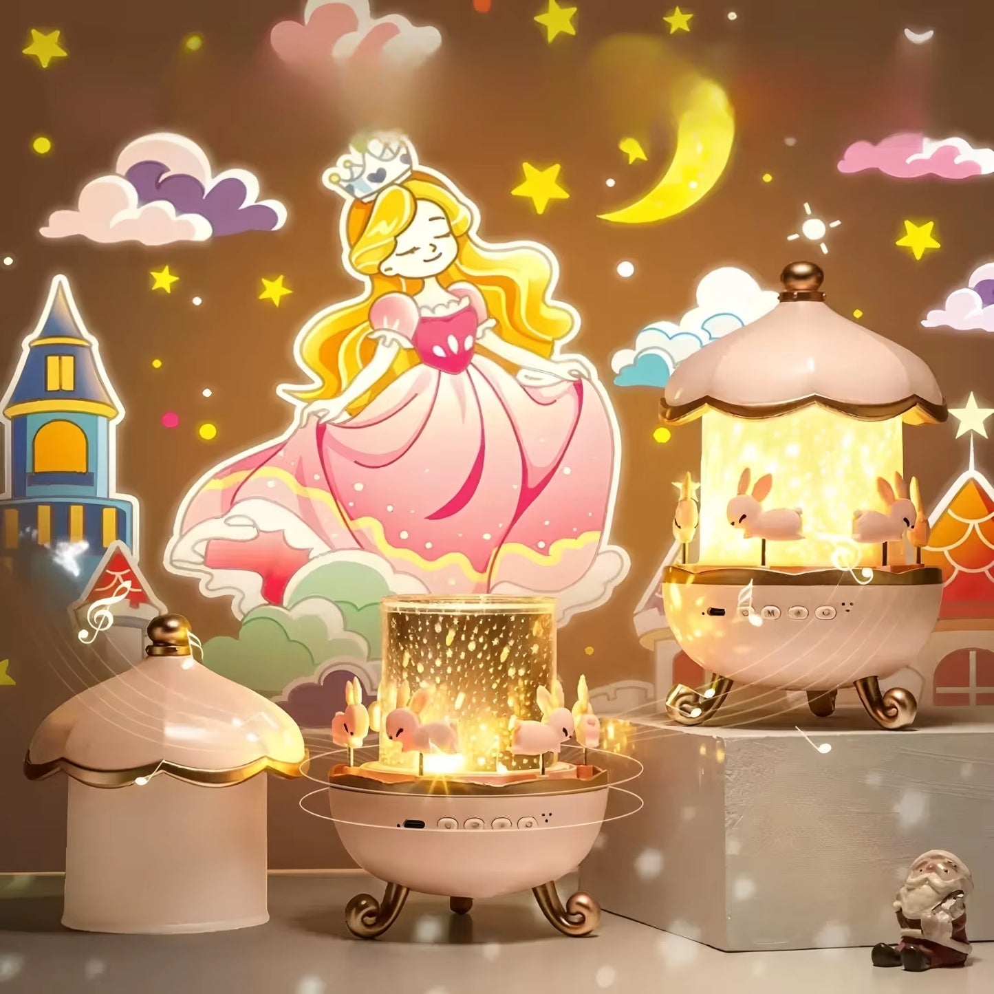 Enchanting Kids Night Light Projector with 21 Films & Bluetooth Music Player - Rechargeable Star Projector for Magical Bedroom Decor and Perfect Birthday Gift