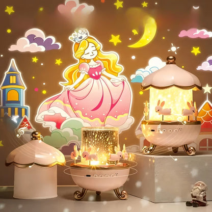 Enchanting Kids Night Light Projector with 21 Films & Bluetooth Music Player - Rechargeable Star Projector for Magical Bedroom Decor and Perfect Birthday Gift